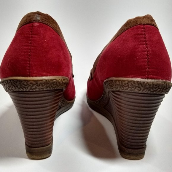 Red Suede Wedges Size US 8 - Picture 6 of 7